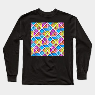 3d Colorful Geometric Pattern, Crazy Design Long Sleeve T-Shirt